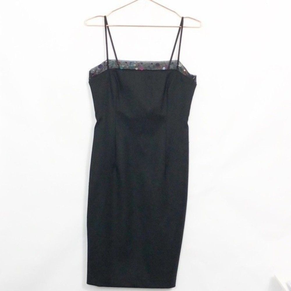 Laundry Shelly Segal 1995 Vintage Spaghetti Strap Mini Dress Sequin Neckline EUC